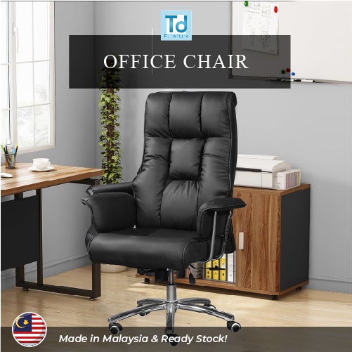 Premium Black Faux Leather Tall High Back Executive Office Chair ...