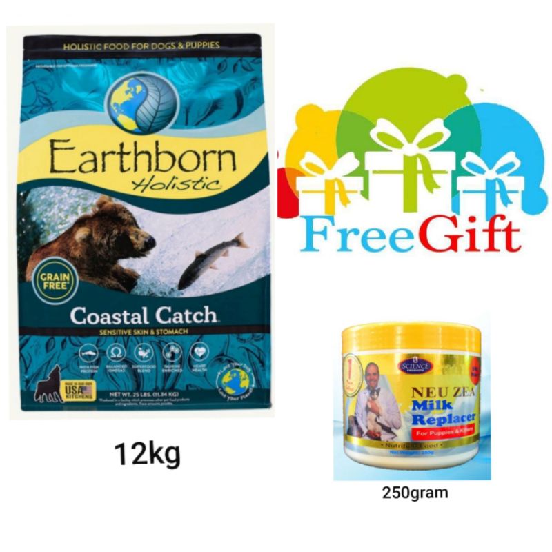 DHL *FREE SHIPPING* 12kg Earthborn Holistic Coastal Catch / Meadow