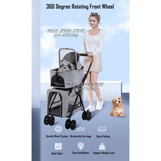 ReadyStock Bello High Quality Double Decker Pets Trolley Portable Detachable Foldable Pushing Cat Dog Outdoor Stroller Shopee Malaysia