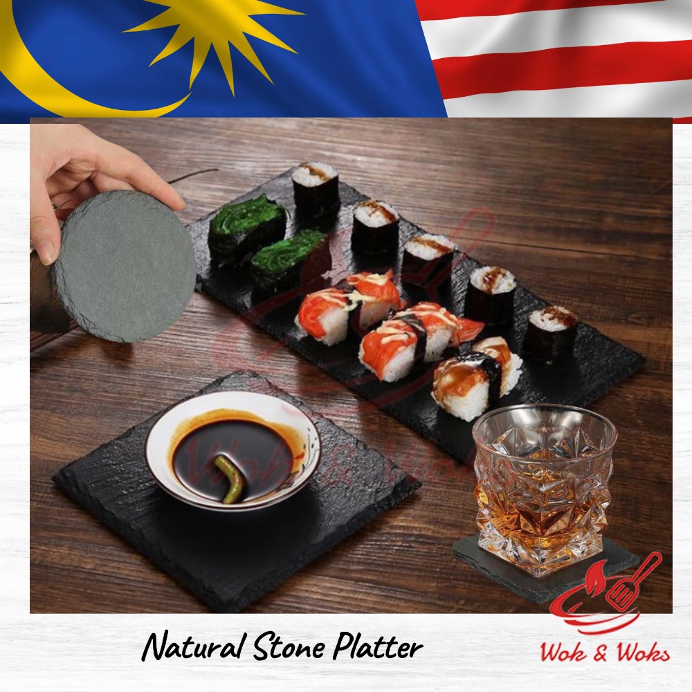 Japanese Natural Stone Serving Platter / Pinggan Hidang Batu Asli Jepun