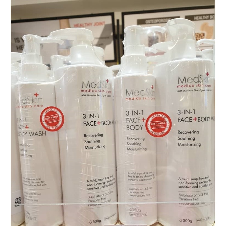 [TY PHARMACY] MEDSKIN 3 IN 1 FACE + BODY WASH 150G / 500G / 150G + 500G