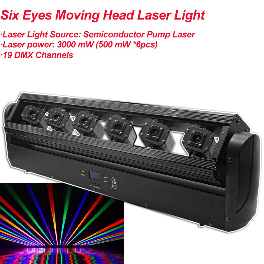 🔥GALAXY🔥150W RGB Full Color Six Eyes Moving Head Laser Light 19 DMX ...