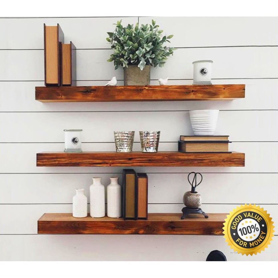 Deco Rak Dinding Warna Cantik Diy Floating Wall Shelf 50cm White Black ...