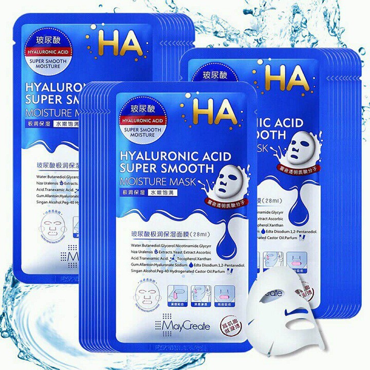Blue and purple HA mask for moisturizing and whitening skin (Box of 20 ...