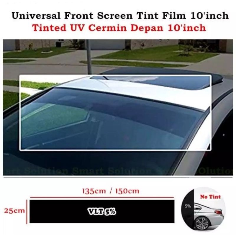 Car Windscreen Sticker Tinted Smoke 95% Front/Rear (8/10inch x 52inch ...
