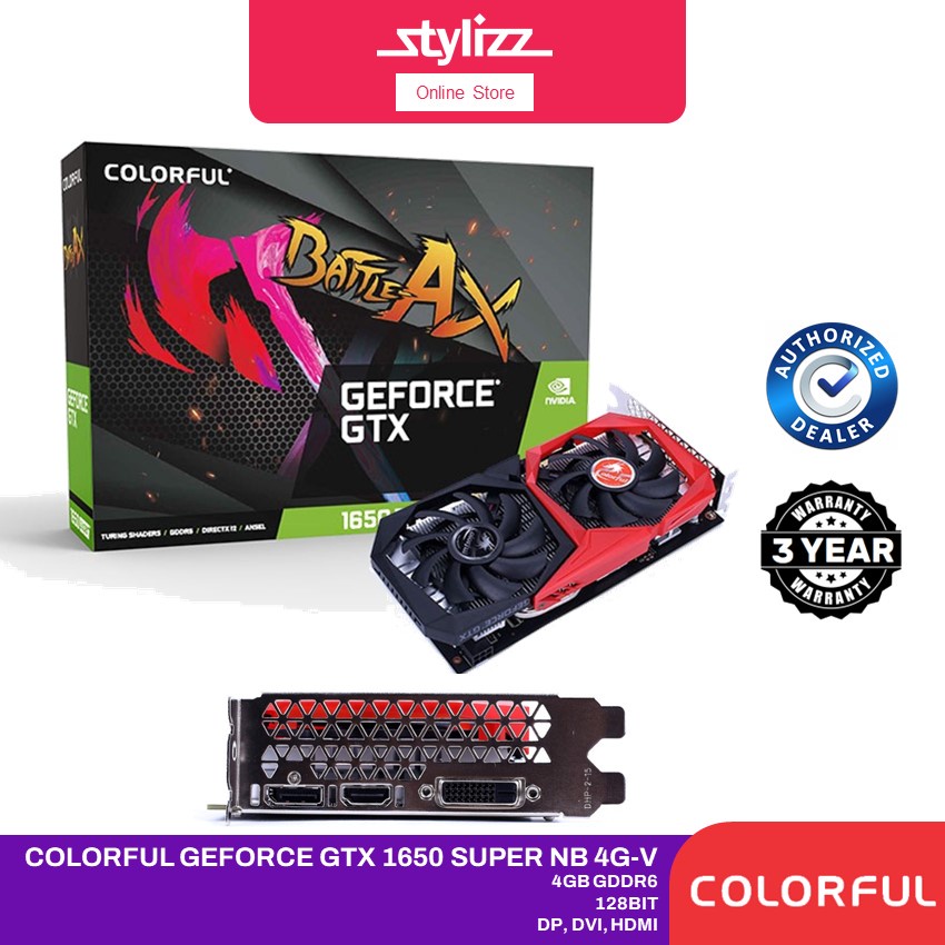 COLORFUL GEFORCE GTX 1650 SUPER NB 4GB GDDR6 GRAPHIC CARD DUAL FAN COMPACT SIZE 1280 CUDA CORE 1725MHZ BOOST CLOCK