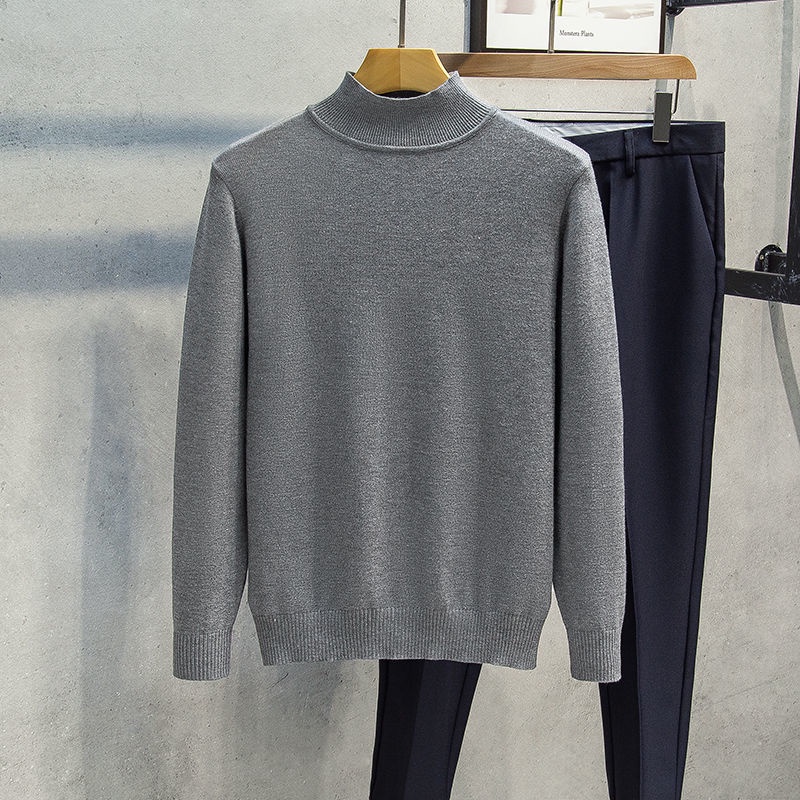 New Style Half Turtleneck Sweater Men, Autumn Winter Warm Korean Version  Trendy Knitted Bottoming Shirt, Simple All-Match Woolen Clothes