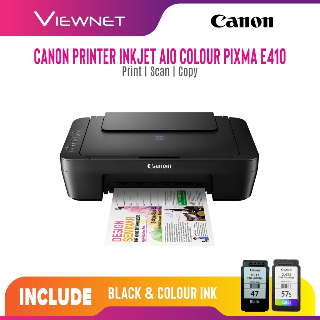 Canon Pixma E410 Inkjet Compact All-in-One Colour Printer - Print/Scan/Copy