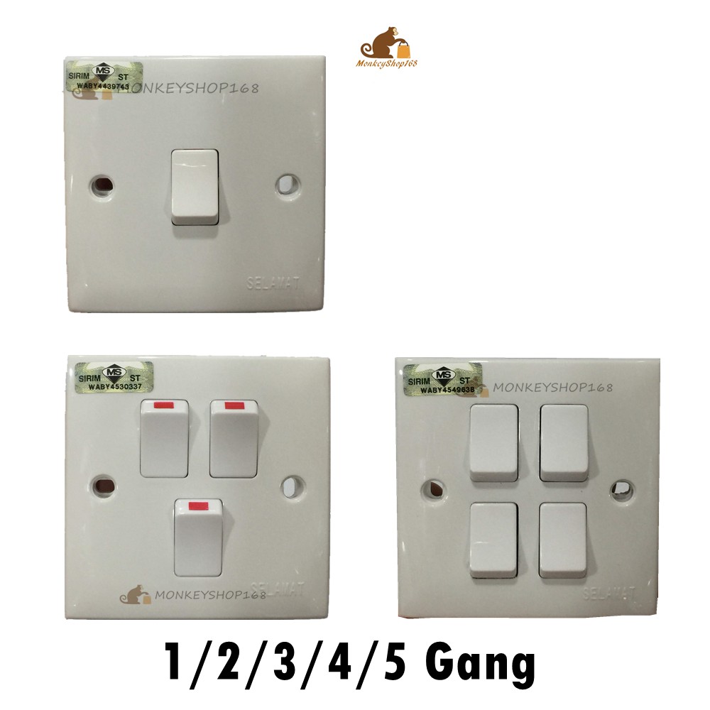 SELAMAT on/off Switch 1gang - 5gang | Shopee Malaysia