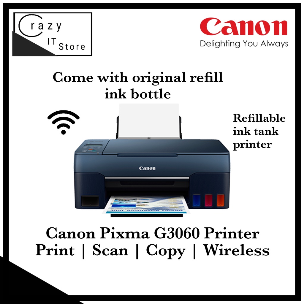 Canon Pixma G3060 Ink Tank Wireless Aio Printer Print Scan Copy Shopee Malaysia