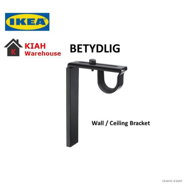 IKEA Betydlig Wall Ceiling Curtain Rod Bracket Black Kit Model 602.172
