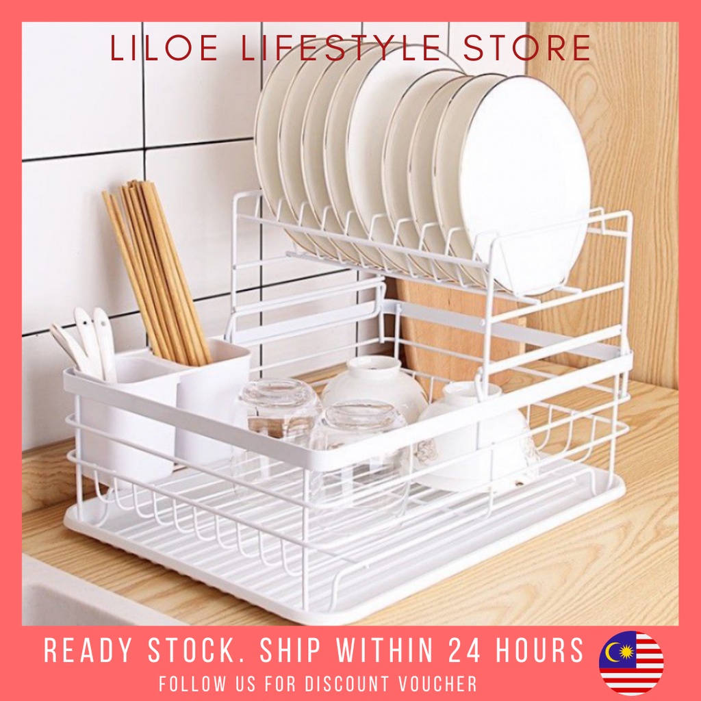 Japanese Style Minimalist Nordic Single or Double Layer Dish Rack Dish ...