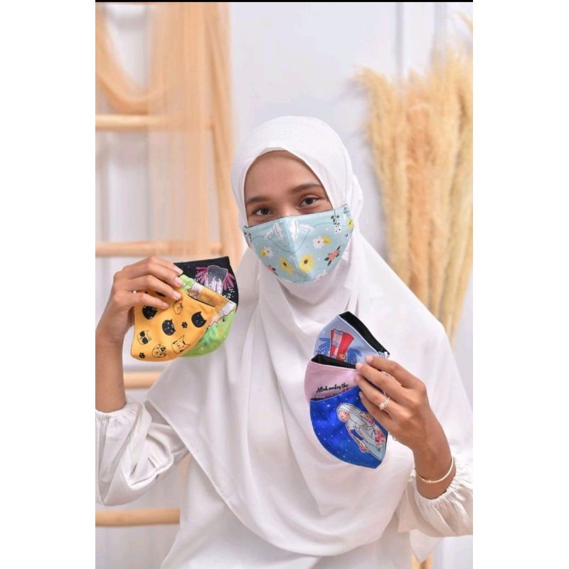 Mask Kain/Mask Headloop/Mask Printing/Mask Kain 2 Lapis Tebal/Mask Cute ...
