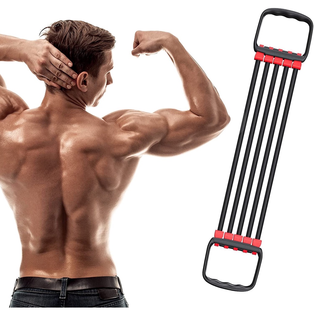Adjustable Chest Expander 5 Ropes Resistance Exercise Band Set Home Gym ...
