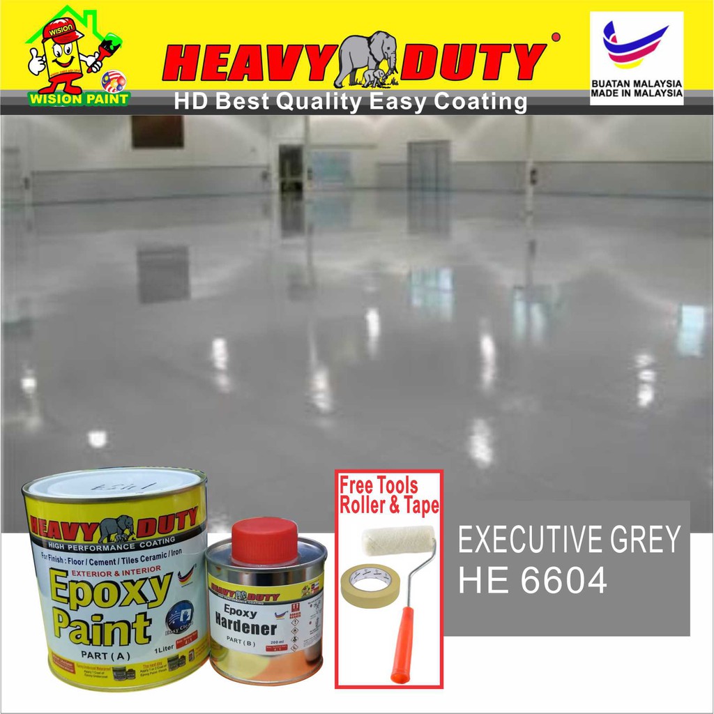 HE6604 EXECUTIVE GREY ( 1L ) HEAVY DUTY BRAND Coating ( FREE 4