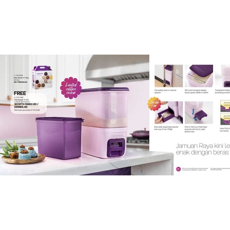 Tupperware Rice Smart 10kg (1pc) + Free Gift (1pc) | Shopee Malaysia