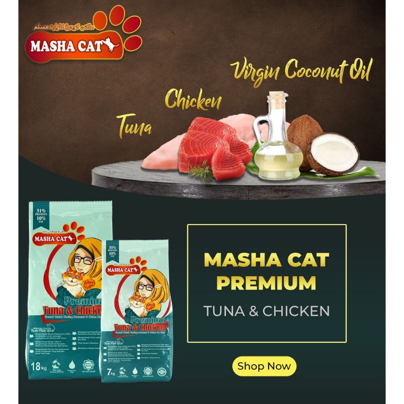 Masha Cat Premium Tuna & Chicken kibbles with VCO 7kg Shopee Malaysia