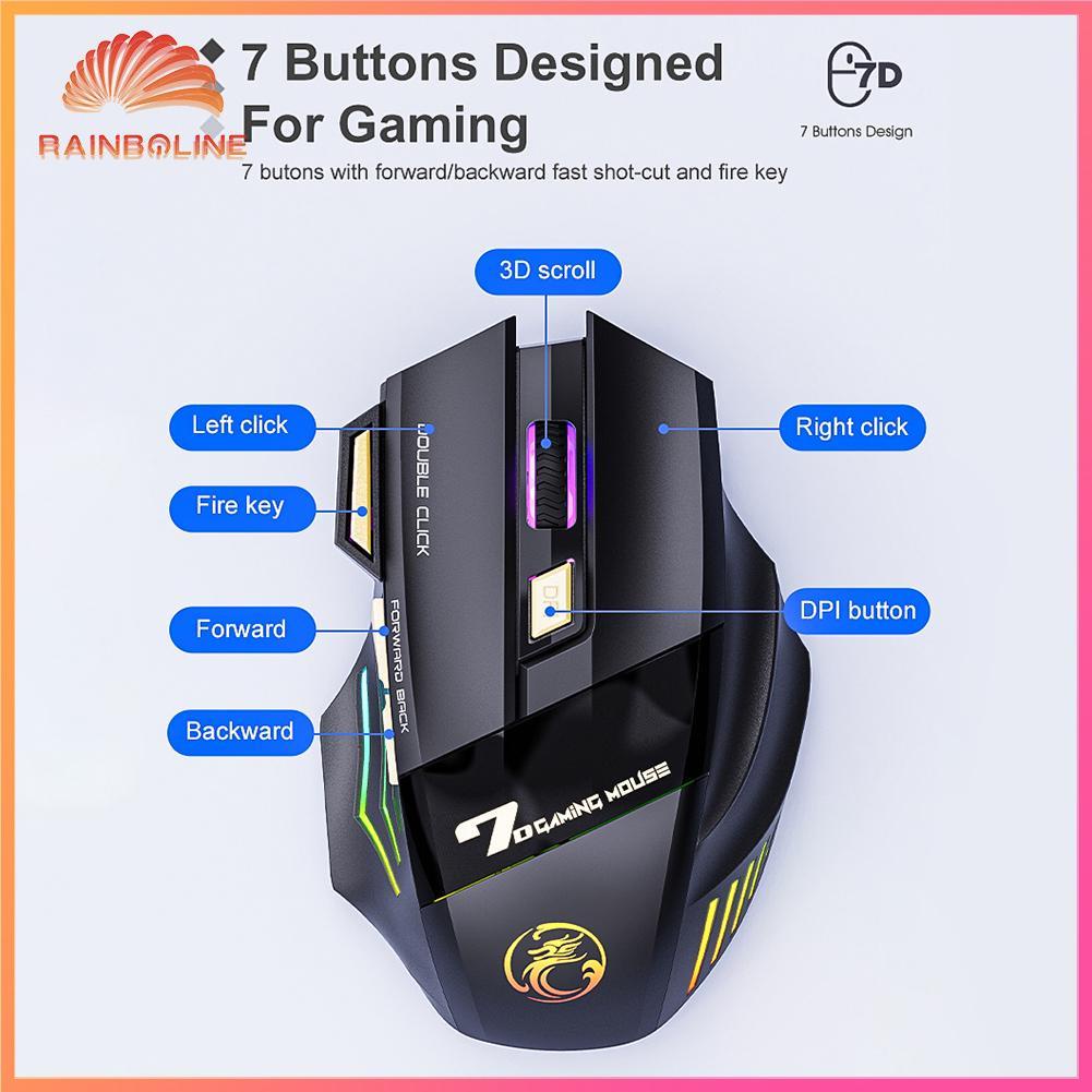 【ra】iMice GW-X7 7 Buttons Rechargeable RGB Wireless Mute Ergonomic