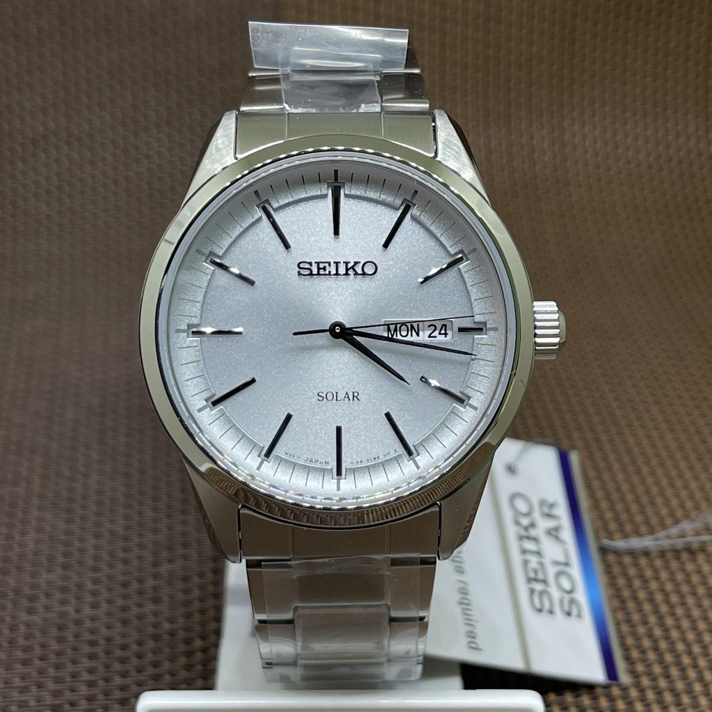 Original Seiko SNE523P1 Solar Powered Analog White Analog Stainless Steel Bracelet Men Watch Shopee Malaysia