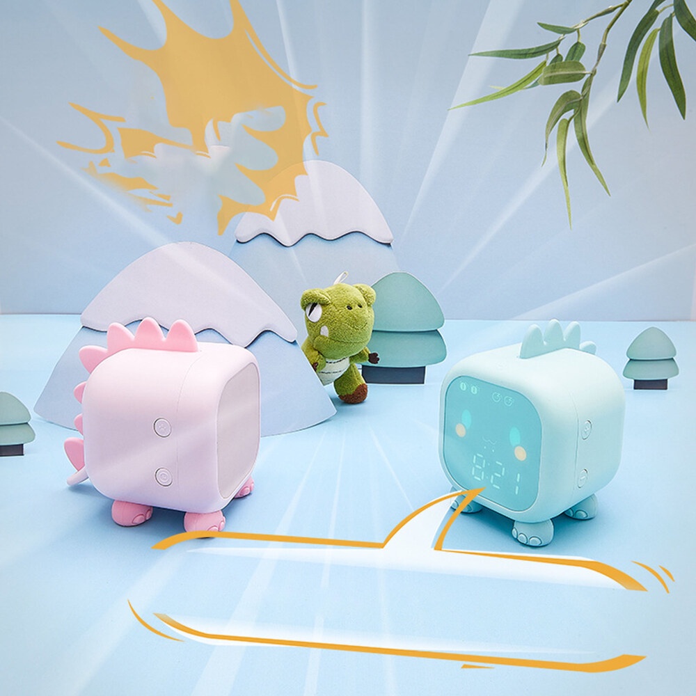 Funny Dinosaur Digital Alarm Clock,Time Broadcast, 6Ringtone, Night Light Timer, Bed Table Jam
