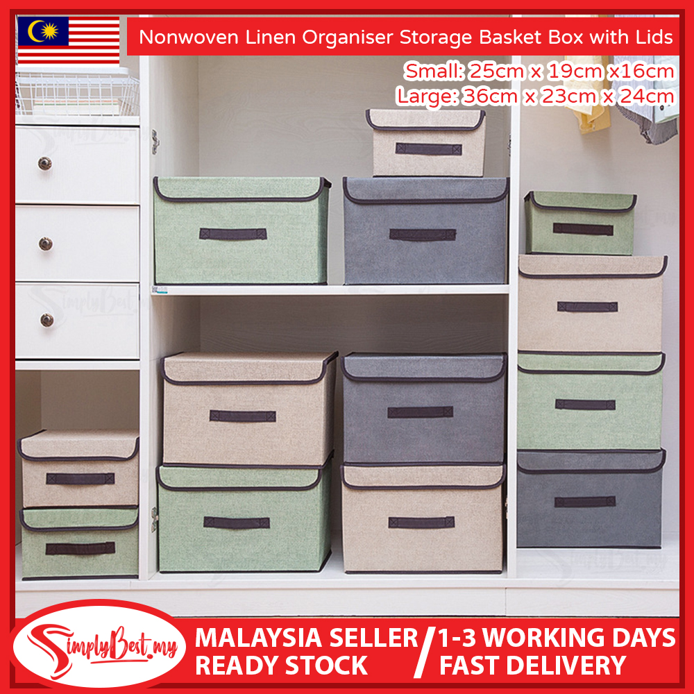 SIMPLYBEST Non-Woven Fabric Foldable Linen Cloth Storage Box Organizer ...