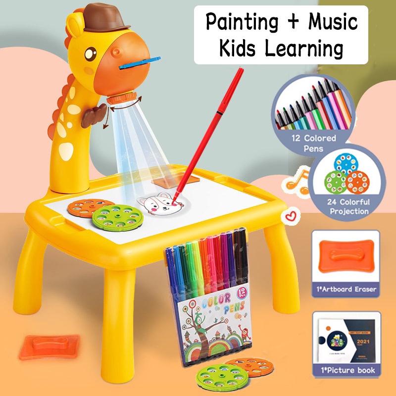 Child Smart Projector Desk With Light & Music Learning Painting Machine Toy  5ML