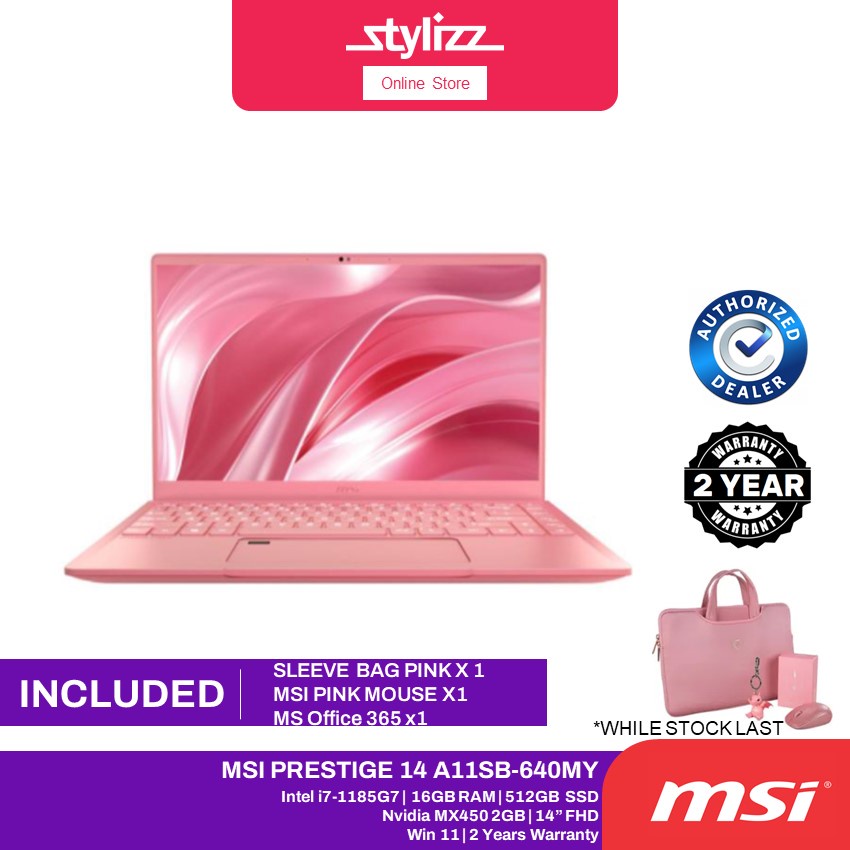 Msi Prestige 14 A11sb 640my 14 Laptop Rose Pink Intel I7 1185g7 16gb 512gb Mx450 Win11h 8201