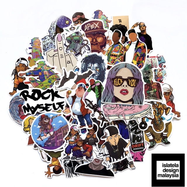 48pcs HIP HOP Style Vinyl Decal graffiti STICKERS bomb for laptop ...