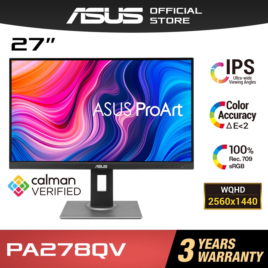 ASUS PA278QV ProArt Monitor WQHD 2560x1440 IPS 75Hz 100% SRGB ...