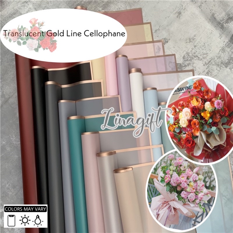 (5 Sheets) TRANSLUCENT GOLD LINE - TRANSPARANT GOLD FLOWER PAPER ...