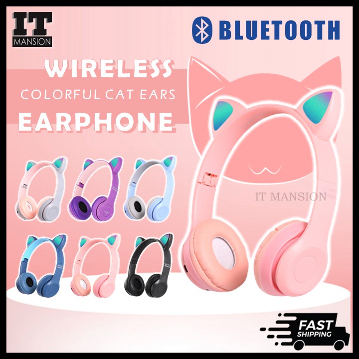 P47 Cat Headphone Wireless Bluetooth Headfone Car Ear Headset Colorful ...