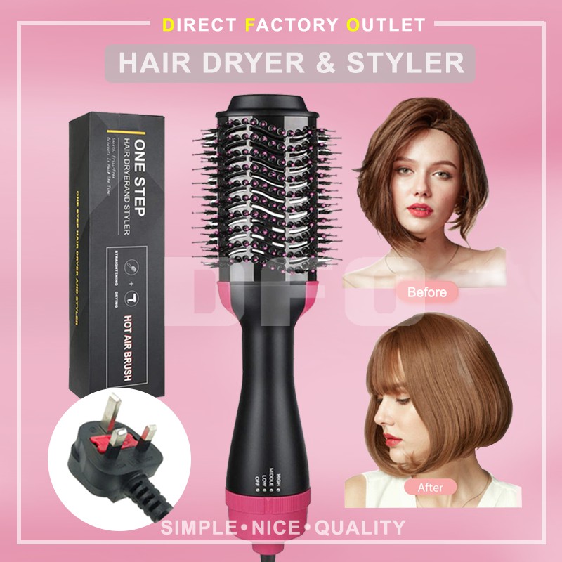 Voinish Hair Dryer 3 In 1 Styler Negative Ion Hot Air Dryer Curly Straight Hair Style One Step 5438