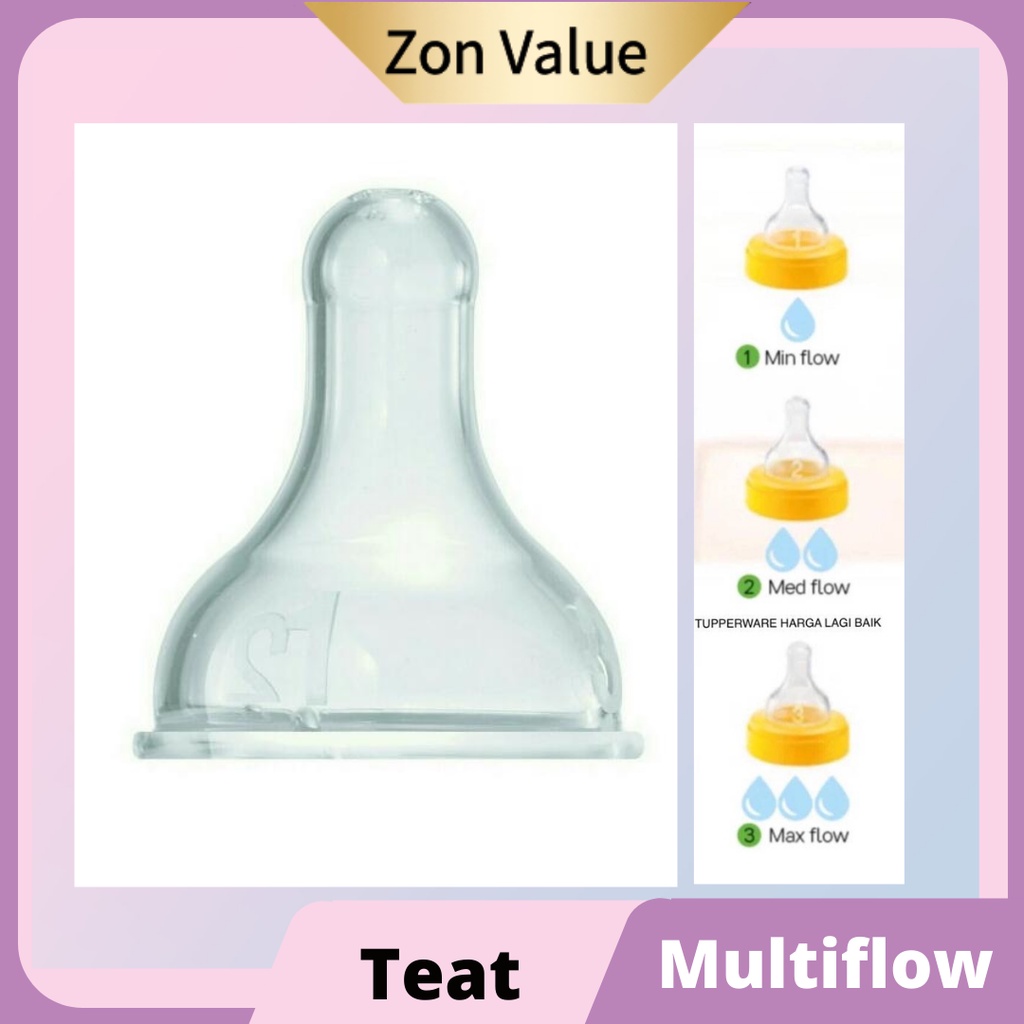 Ready Stock Tupperware Teat Puting Susu Baby Bottle Nipple Multiflow ...