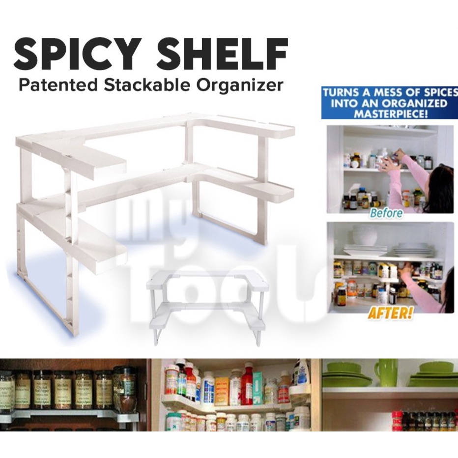 Spicy Shelf 3.0 Portaspezie Espandibile A 2 Livelli Per Armadio – Organizer Da Cucina In Plastica Resistente, Larghezza Regolabile 24,8-42,6 Cm, Superficie Antiscivolo - 5