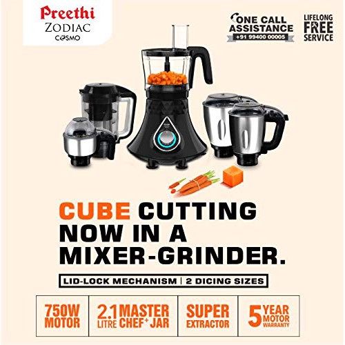 Preethi Zodiac Cosmo MG 236 Mixer Grinder 750Watt 5 Jars (Black) Shopee Malaysia