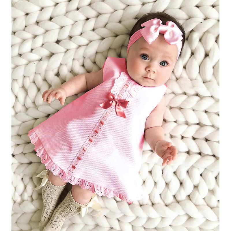 Newborn Infant Baby Girl Dress Bow Lace Princess Dress Headband 2 Pcs Outfit Set for 0 24 Months Baju Bayi Perempuan Shopee Malaysia