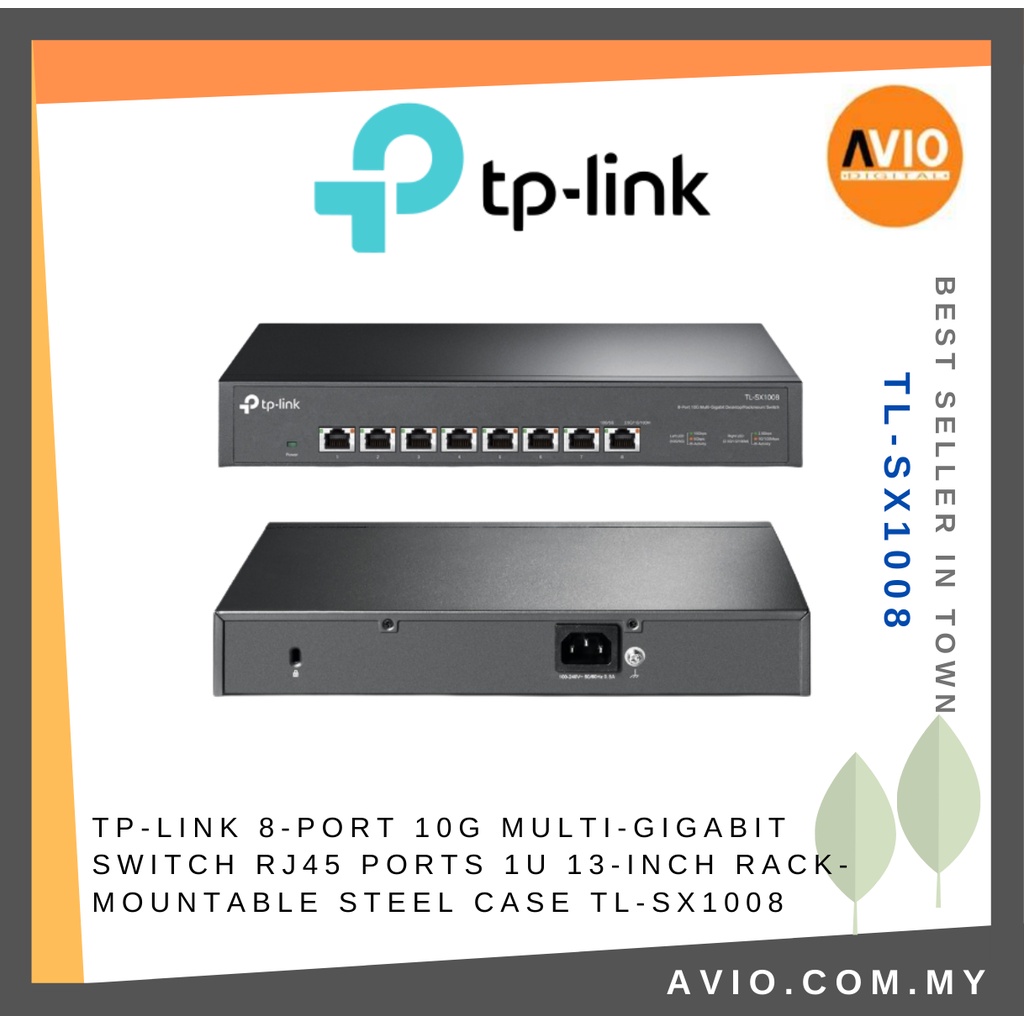 TP-LINK Tplink 8 Port 8x 10G Gigabit Switch RJ45 Port 1U 13 Inch Rack ...