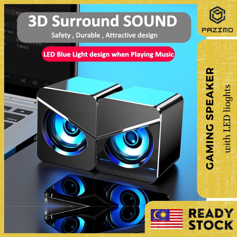 (Ready Stock) LED Gaming Speaker PC USB Audio Speaker Computer Lampu
