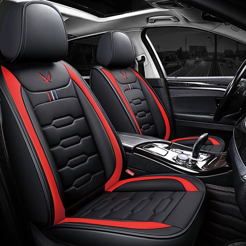 Universal Full Set Leather Car Seat Covers For Toyota - 5 Seats - Front & Rear - Airbag Friendly, Waterproof - Faux Leather