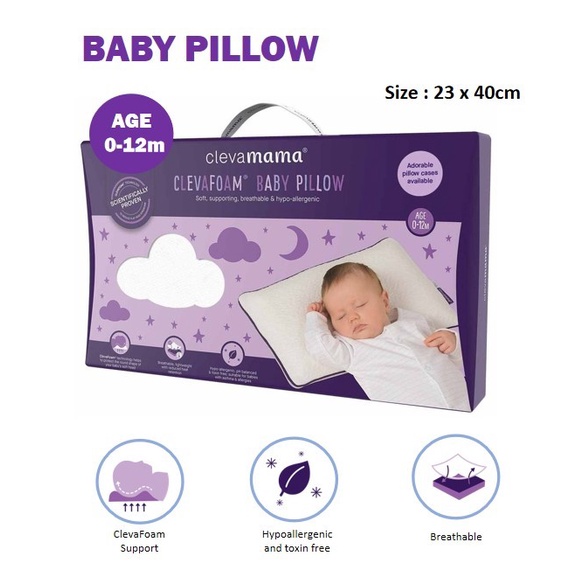 Clevamama Clevafoam Infant Pillow Baby Pillow Toddler Pillow Junior Pillow 1 Pcs Shopee Malaysia