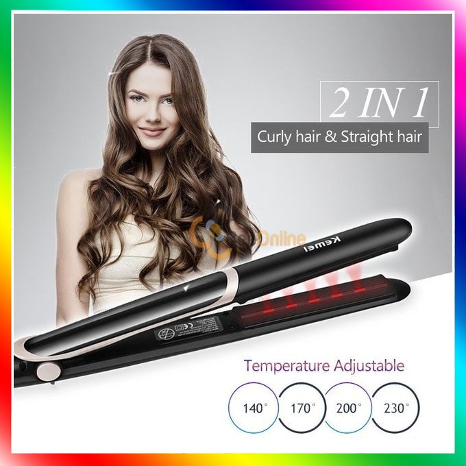 KEMEI KM-2219 KM 2219 2 In 1 LCD Display Far-infrared Flat Iron Hair ...