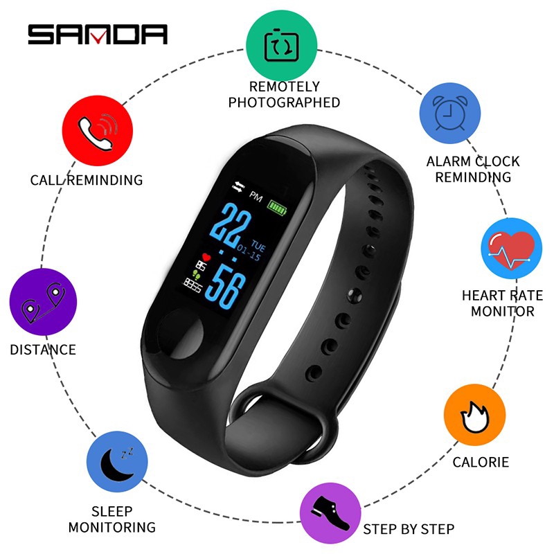 SANDA Bluetooth For Ios Android Connection New Men s Women Multi function Sports Waterproof Digital Display Smart Watch Smart Watch Men s Fitness Pedometer Watch Shopee Malaysia