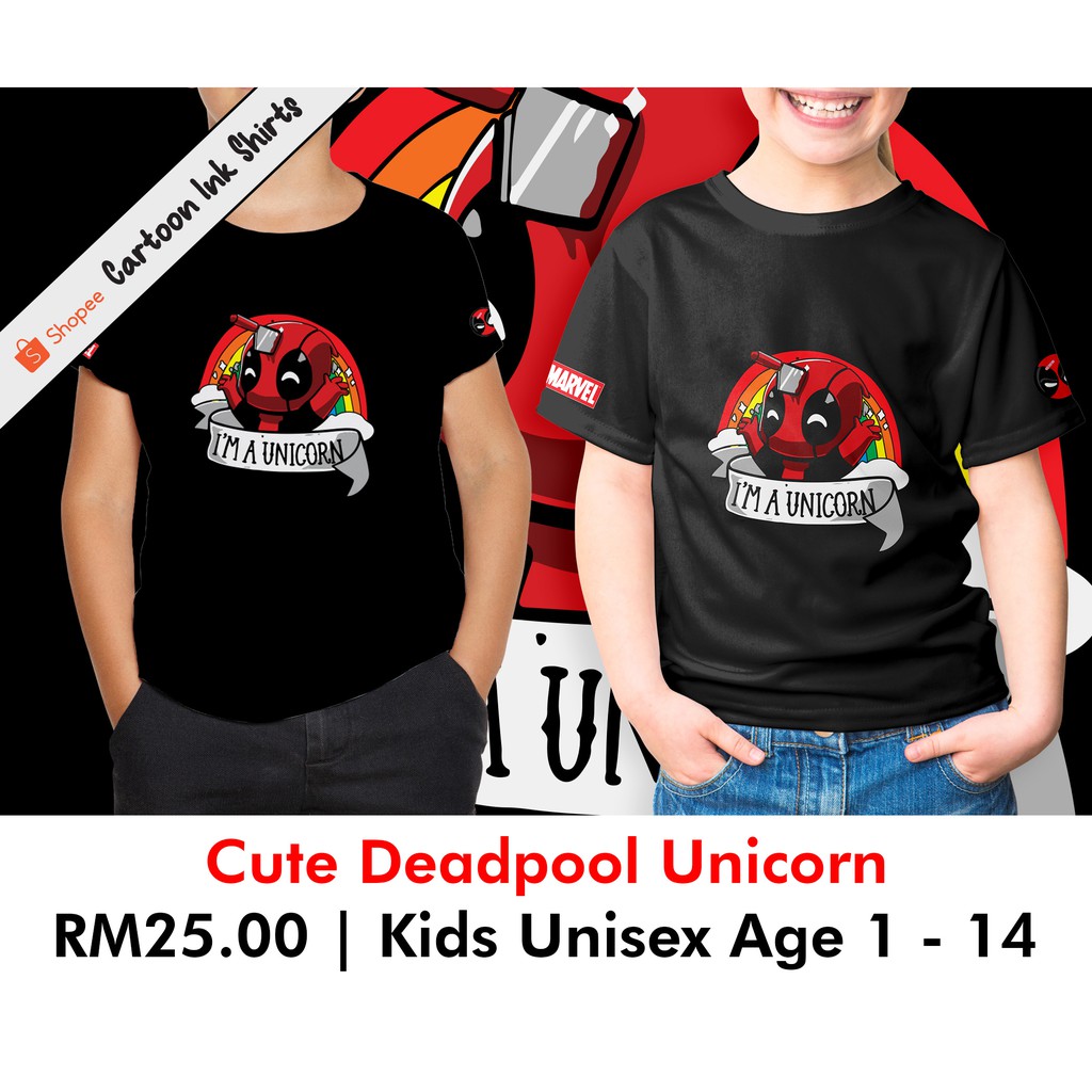 KIDS SHIRT BAJU BUDAK UNISEX SHORT SLEEVE MARVEL CUTE KAWAII