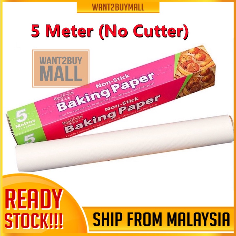 5M/10M Kitchen Baking Paper With cutter Oil Paper Bakery Kek Kertas ...