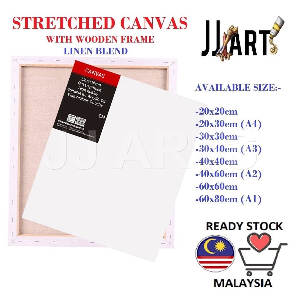 (READY STOCK) Stretched Canvas 1.6cm - Linen Blend - Artist Grade ...