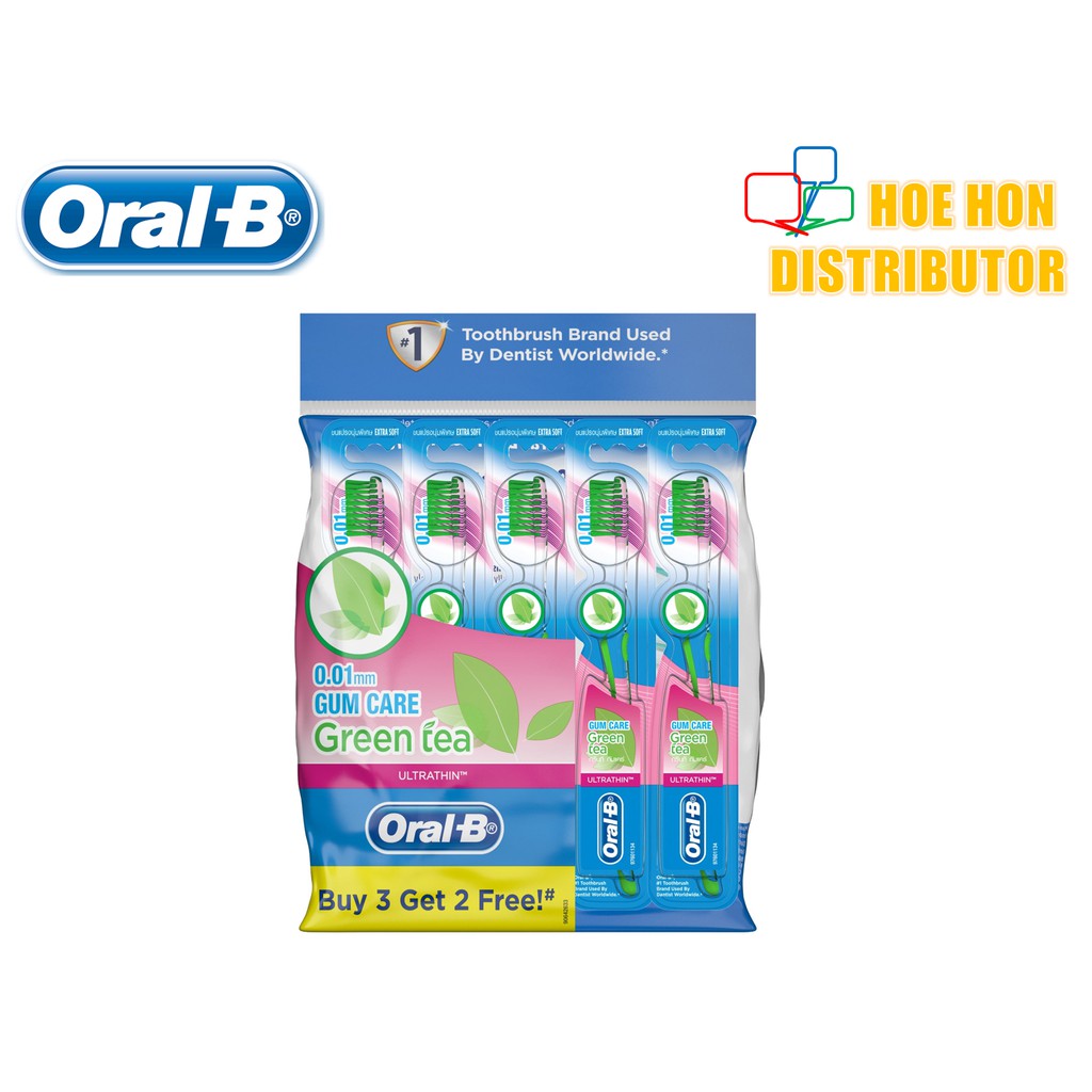 [Buy 3 Free 2] Oral-B Gum Care Green Tea Toothbrush Ultra Thin 0.01mm ...