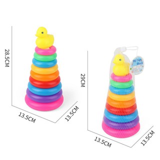 Colorful Stacking Ring Toy with Duck Topper for Babies & Toddlers Medium Size main image 1
