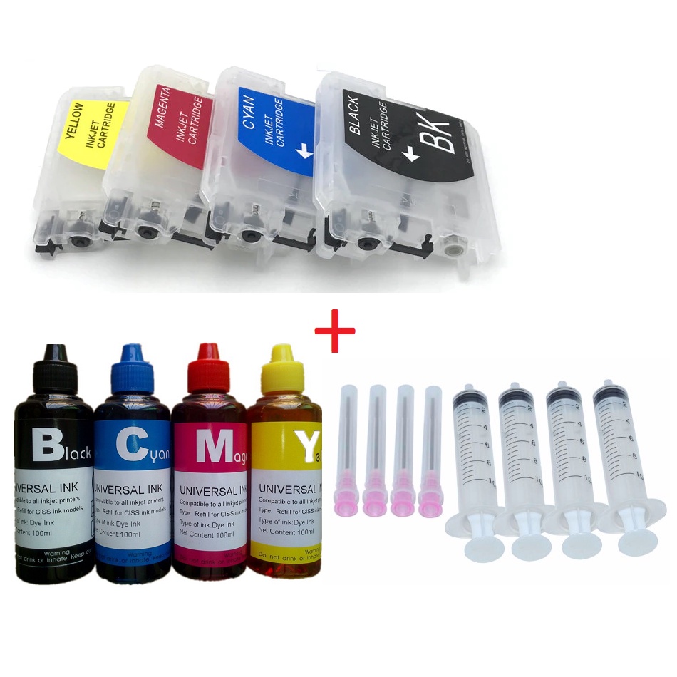 LC38 LC39 LC67 Refillable Ink Cartridge For Brother DCP-J125 185C 195C ...