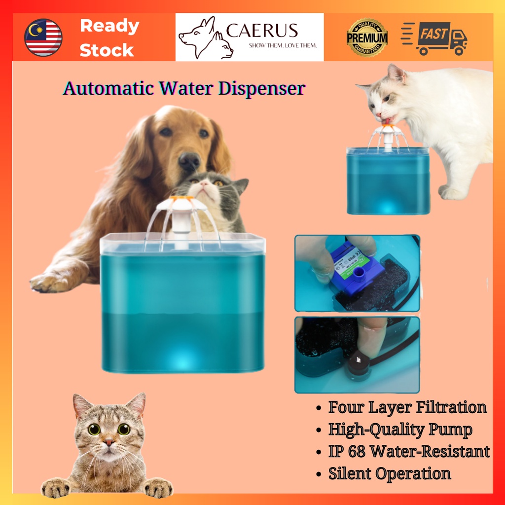 2L Automatic Cat Water Fountain Cat Water Dispenser Smart Silent Water