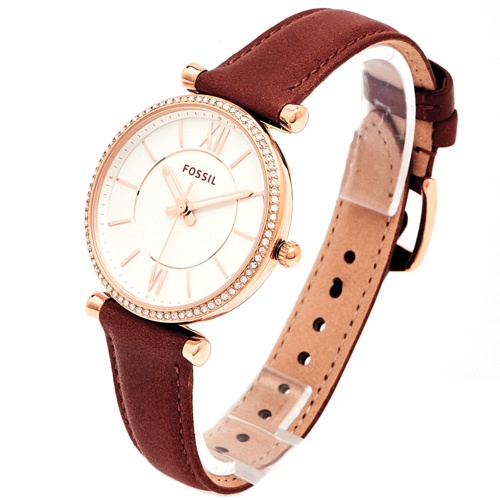 FOSSIL ES4428 Women s Analog Watch Carlie 3 hand Glitz Leather Strap Terracotta Original Shopee Malaysia